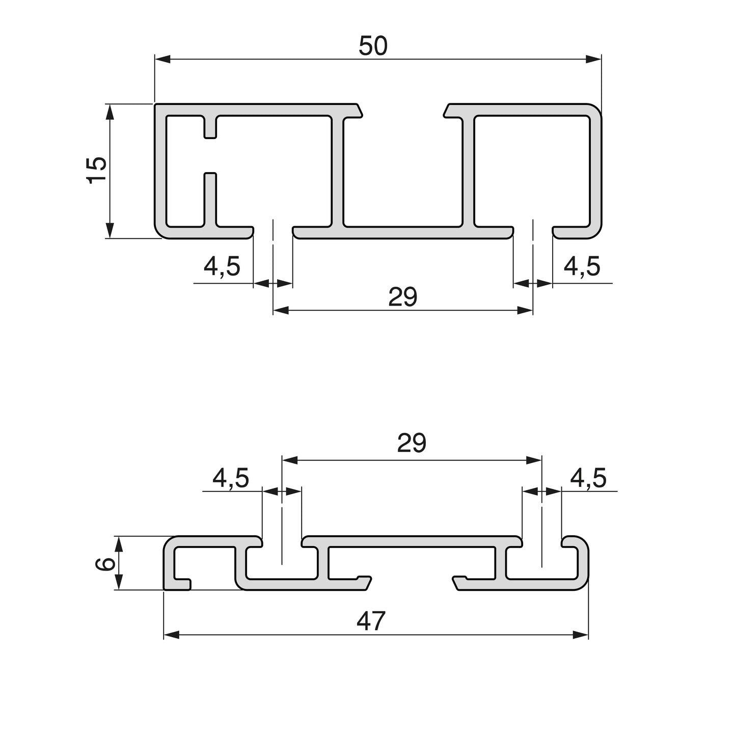 Emuca Hardware kit for 2 sliding doors and Flow soft-closing wardrobe with 2.35m surface rails, boards not included, Matt anodized