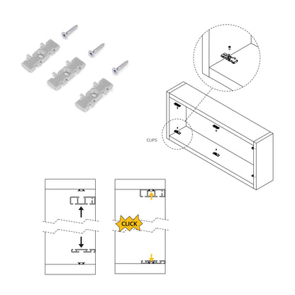 Emuca Hardware kit for 2 sliding doors and Flow soft-closing wardrobe with 2.35m surface rails, boards not included, Matt anodized