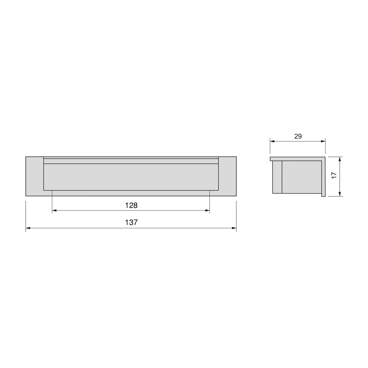 Emuca Lote de 10 tiradores para mueble Modena, L137mm, intereje 128mm, Zamak, Pintado aluminio