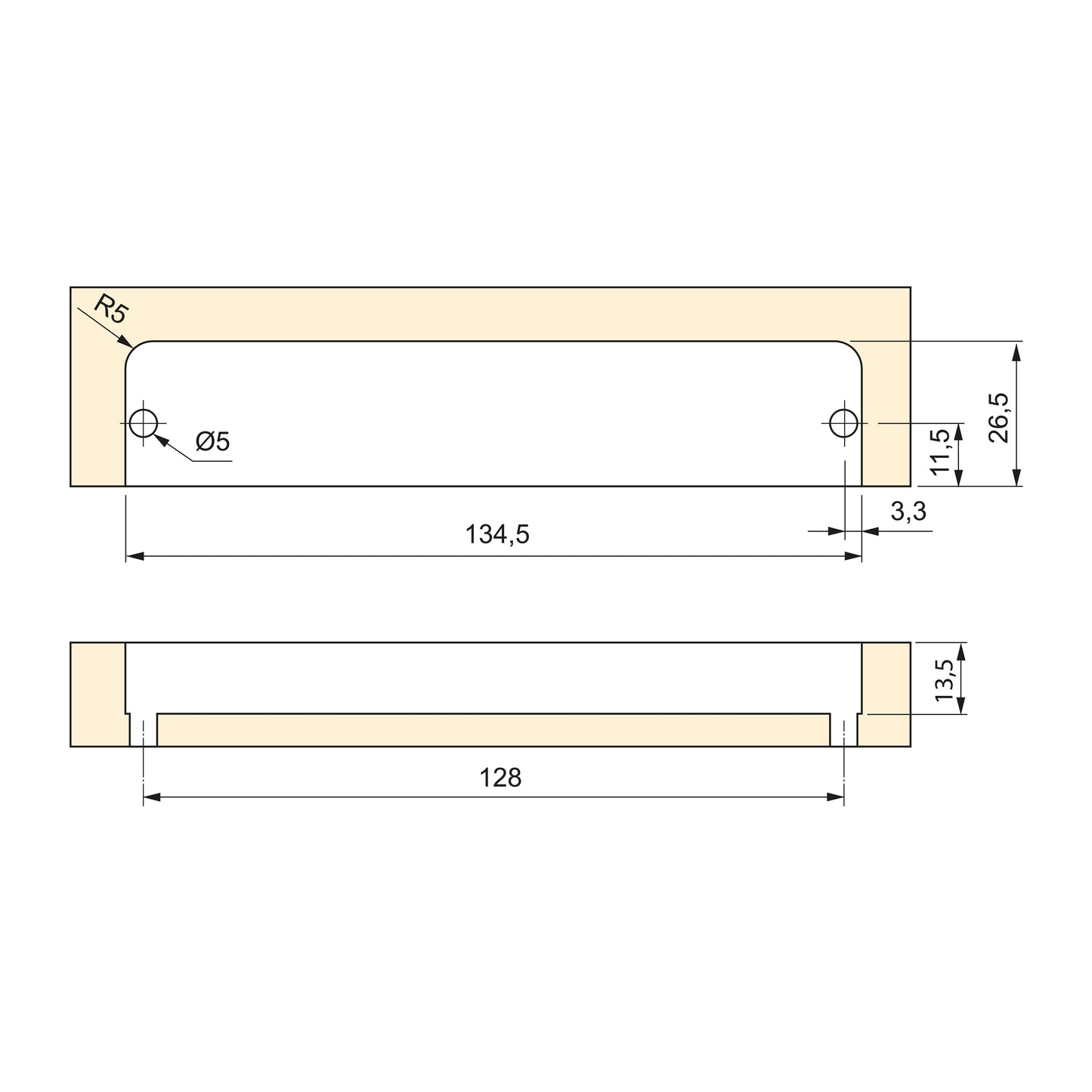 Emuca Lote de 10 tiradores para mueble Modena, L137mm, intereje 128mm, Zamak, Pintado aluminio