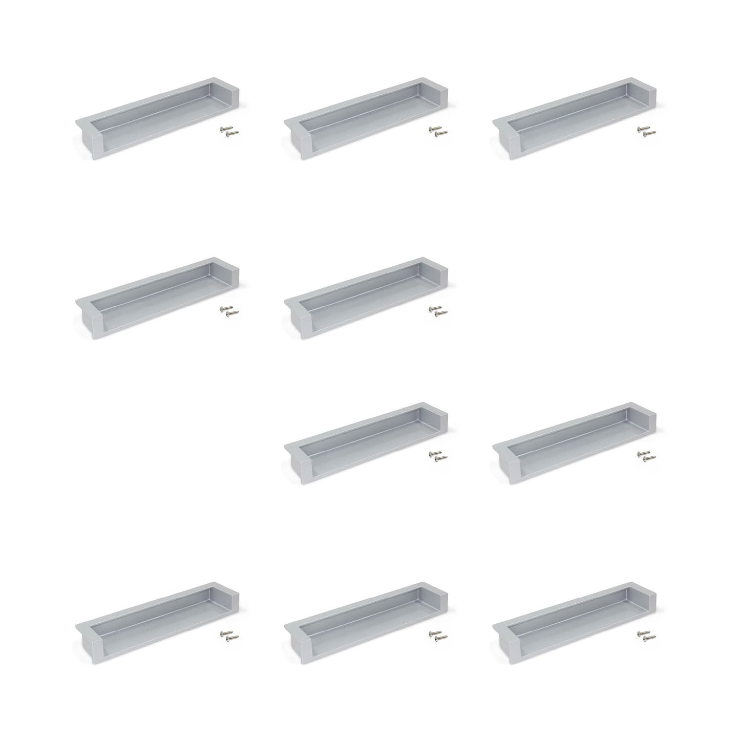 Emuca Lote de 10 tiradores para mueble Modena, L137mm, intereje 128mm, Zamak, Pintado aluminio