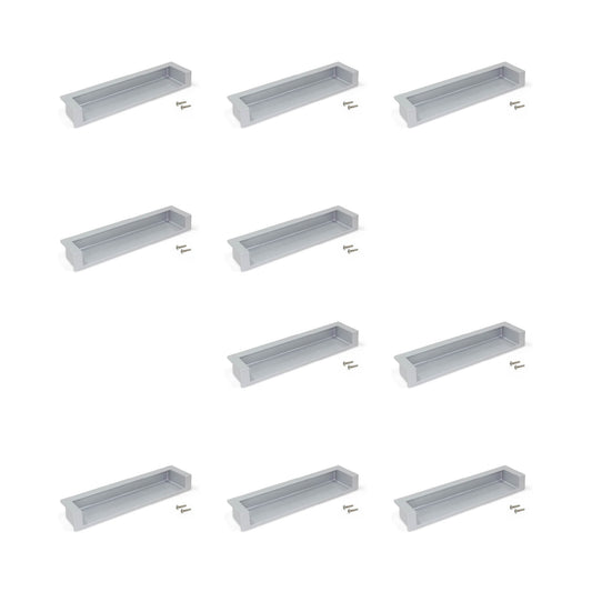 Emuca Set of 10 Modena furniture handles, L137mm, 128mm centre distance, Zamak, Aluminium painted