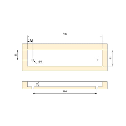 Emuca Lote de 5 tiradores para mueble Bologna, L190mm, intereje 160mm, Aluminio, Anodizado mate