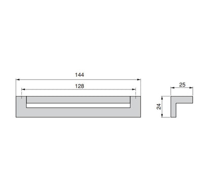 Emuca Lote de 5 tiradores para mueble Cleveland, L144mm, intereje 128mm, Zamak, Pintado negro