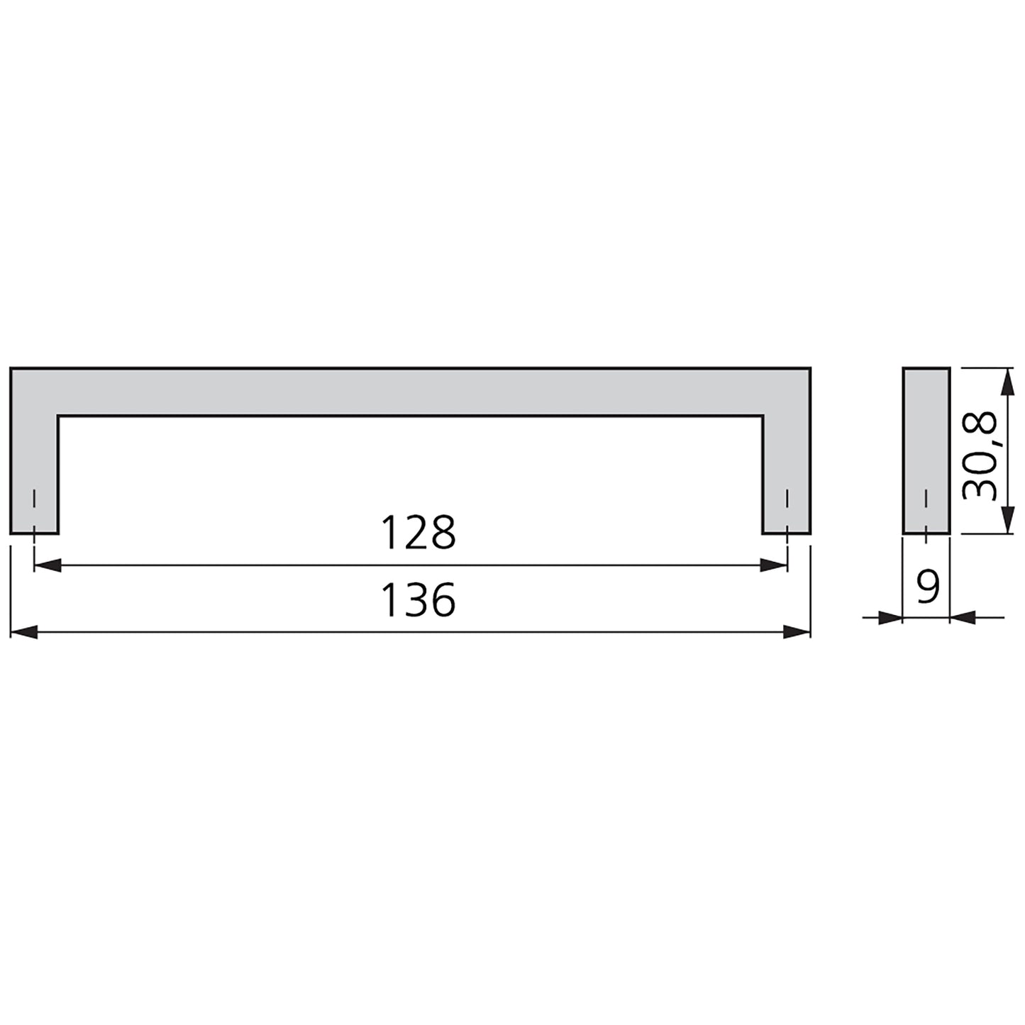 Emuca Lote de 5 tiradores para mueble Habana, L136mm, intereje 128mm, Zamak, Niquel satinado