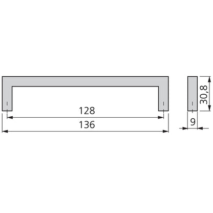 Emuca Lote de 5 tiradores para mueble Habana, L136mm, intereje 128mm, Zamak, Niquel satinado