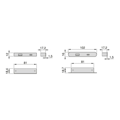 Emuca Conector USB A y C para cargar Linky, 81x12mm, para encastrar o superficie, Plástico, Negro