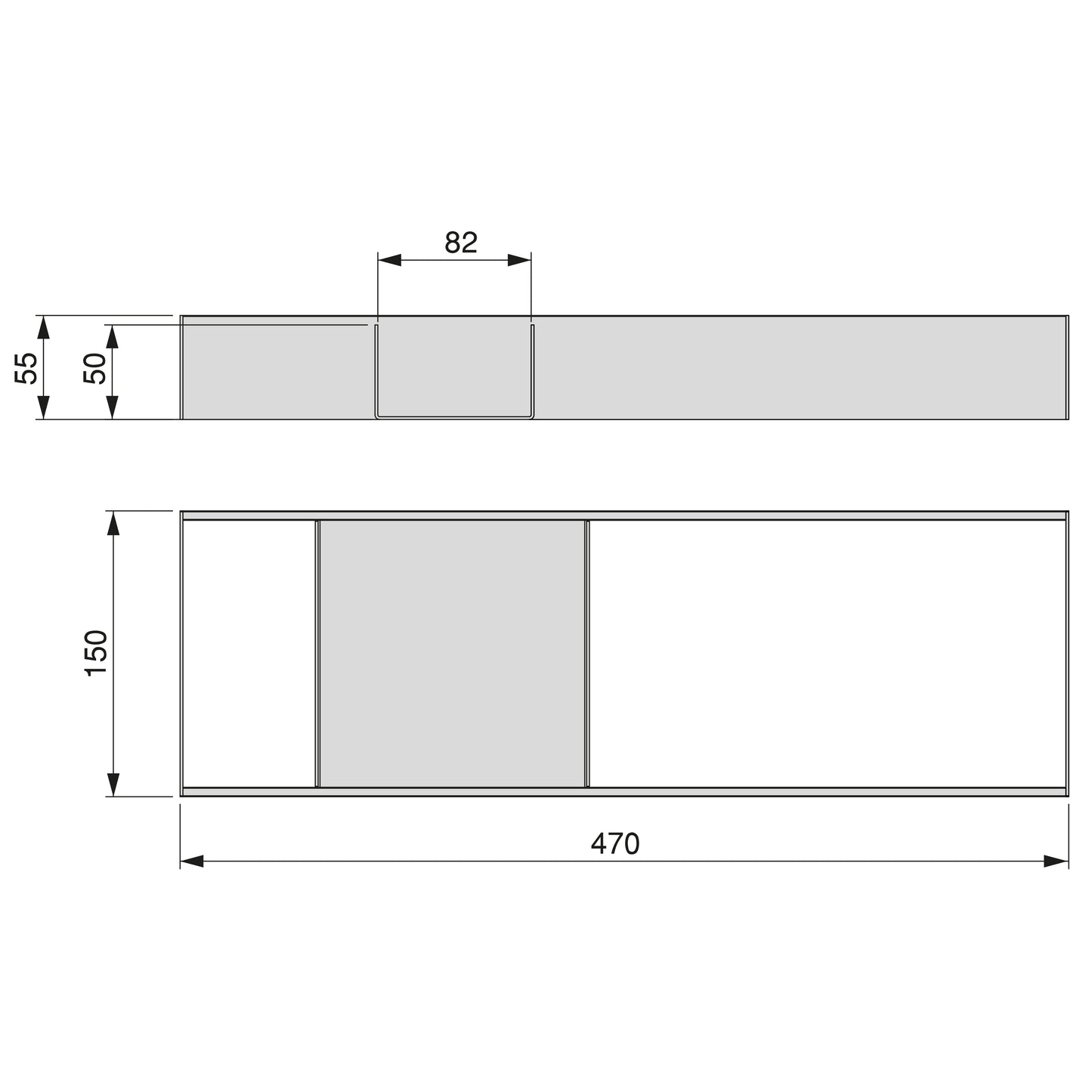 Emuca Orderbox drawer organiser, 150x470mm, Steel and Wood, Anthracite grey