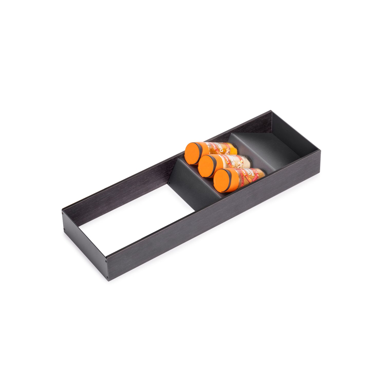 Emuca Orderbox inclined drawer organiser, 150x470mm, Steel and Wood, Anthracite grey