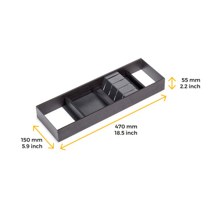 Emuca Orderbox knife holder for drawer, 150x470mm, Steel and Wood, Anthracite grey