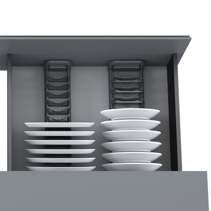 Emuca Orderbox dish rack for drawer, 120x470mm, aluminium and plastic, anthracite grey