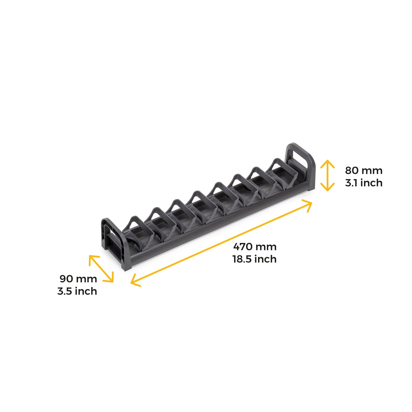 Emuca Portabol Orderbox for drawer, 90x470mm, Aluminum and Plastic, Anthracite Grey