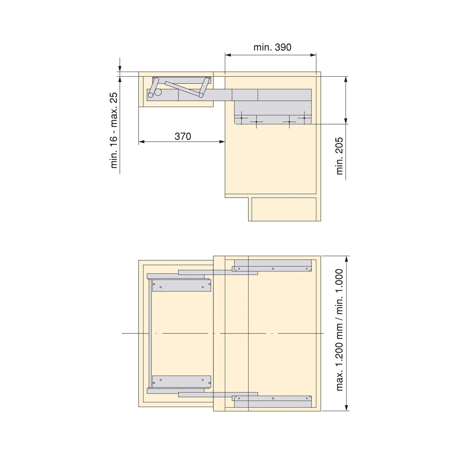 Emuca Guías para mesa extensible y elevable Oplà Folding+39 M120, Aluminio, Anodizado inox