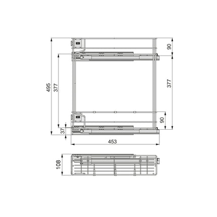 Emuca Botellero lateral extraíble Supra con cierre suave, módulo 150mm, Acero, Pintado aluminio