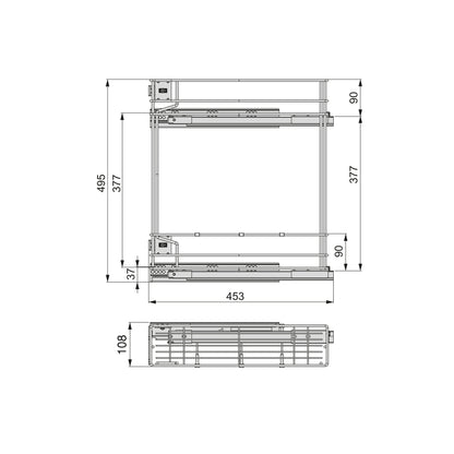 Emuca Supra removable side bottle rack with soft closing, 150mm module, Steel, Painted aluminium