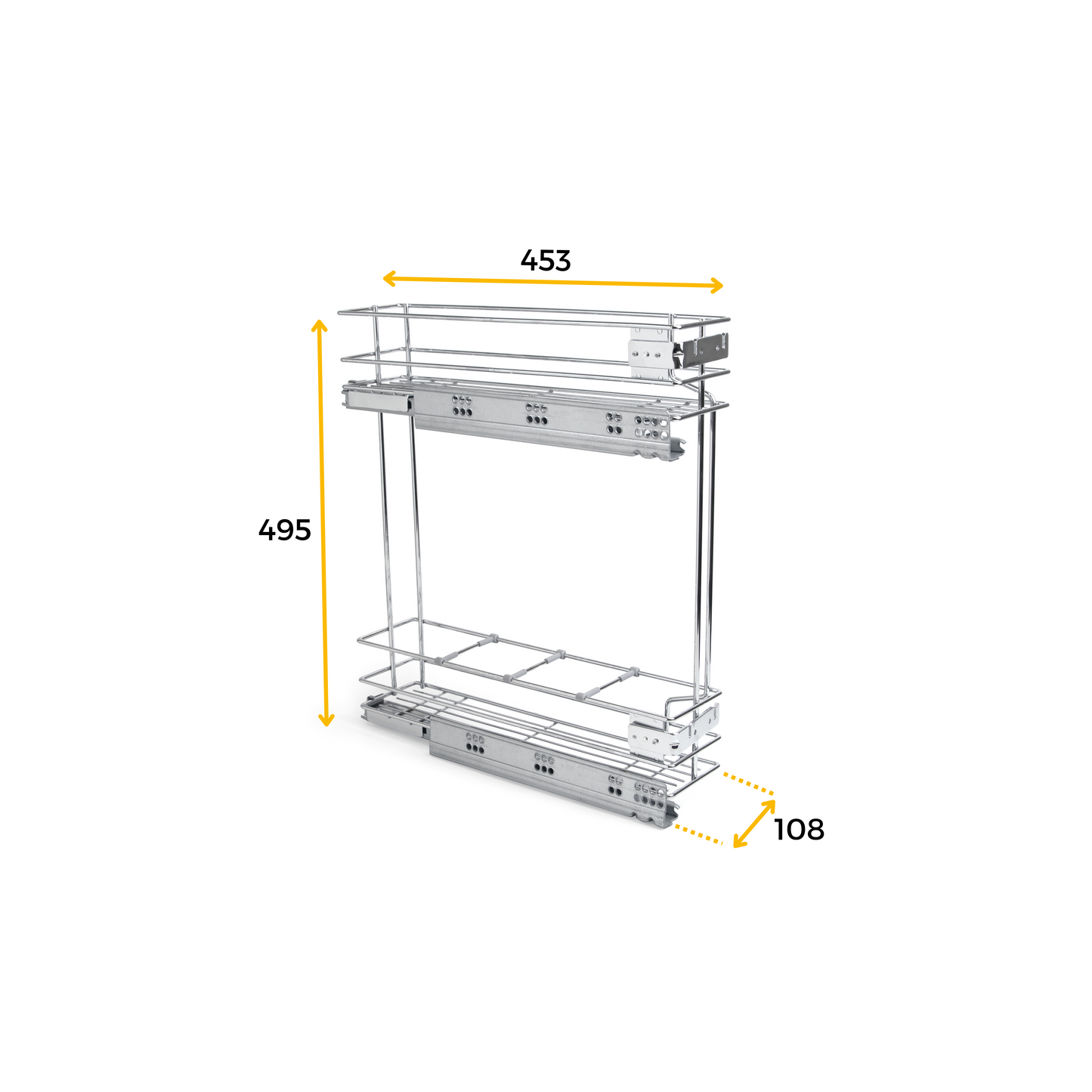 Emuca Supra removable side bottle rack with soft closing, 150mm module, Steel, Painted aluminium