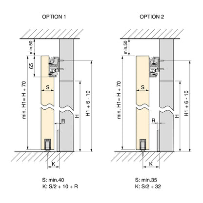 Emuca Kit de herrajes para una puerta corredera colgada de madera Wall con cierre suave, Acero y Aluminio y Plástico