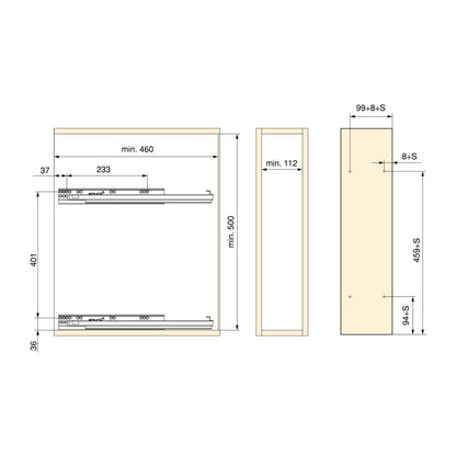 Emuca TitaneMax removable side bottle rack with soft close, 150mm module, Steel, Anthracite grey