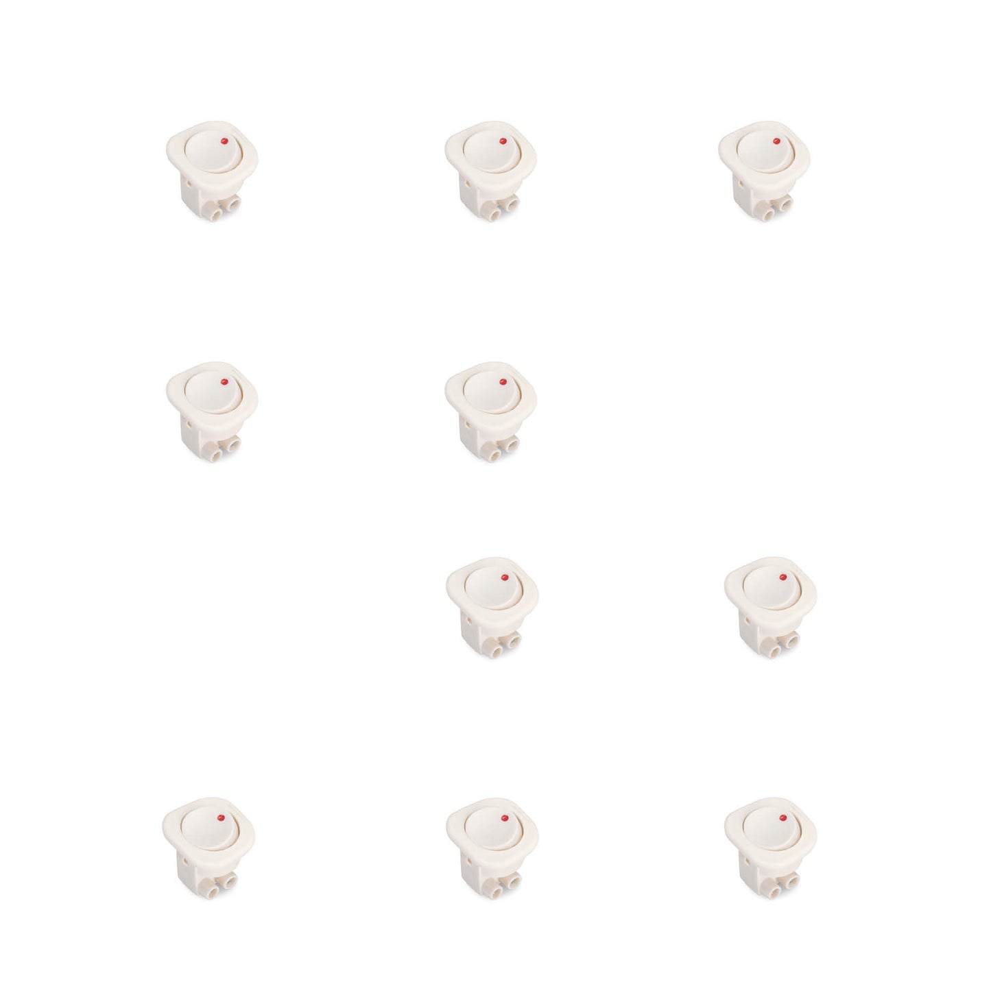 Emuca Set of 10 flush-mount switches D21x21, Plastic, White