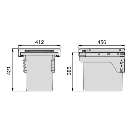 Emuca Contenedor de reciclaje para fijación lateral en mueble de cocina Recycle 1x35litros, Acero, Plástico gris antracita
