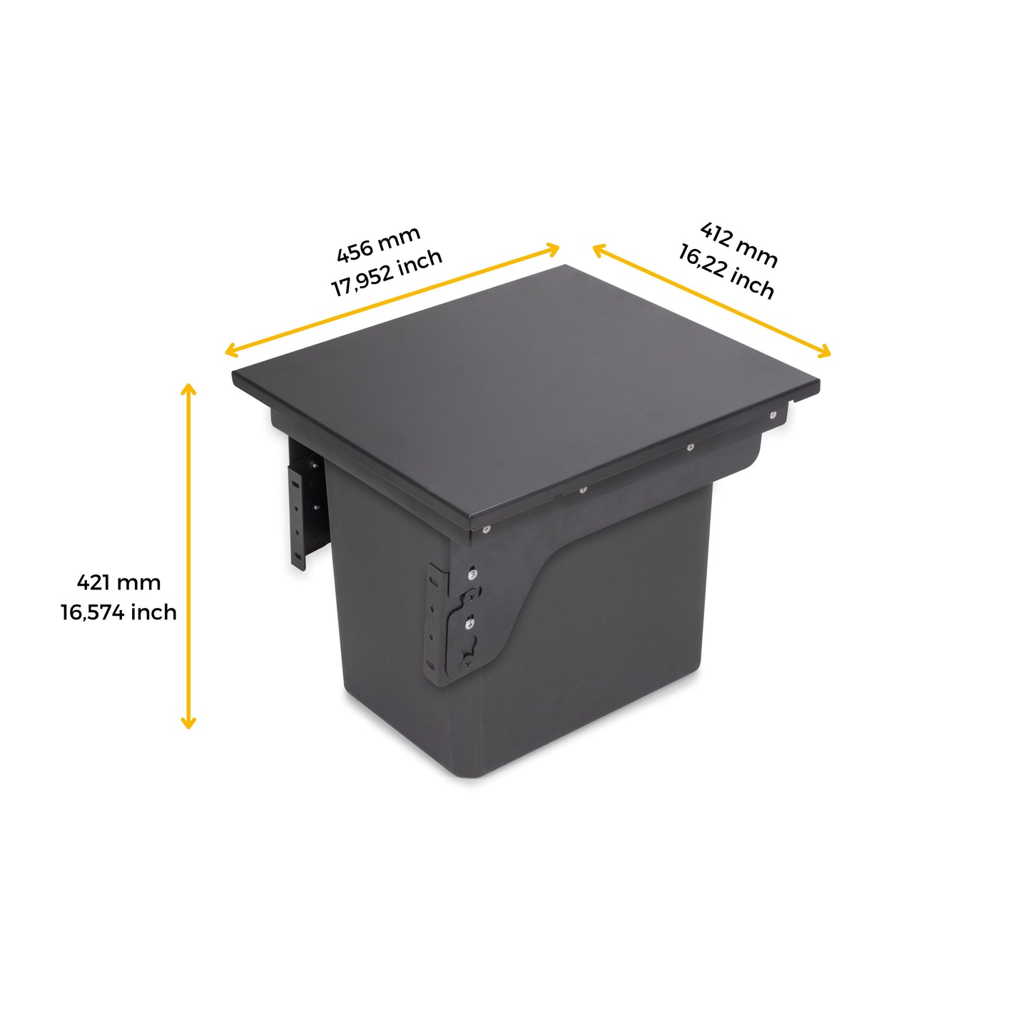 Emuca Recycling container for side fixing on kitchen furniture Recycle 1x35 litres, Steel, Anthracite grey plastic