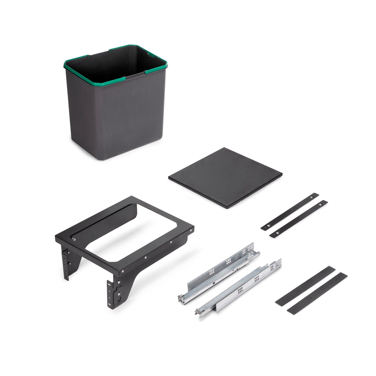 Emuca Recycling container for side fixing on kitchen furniture Recycle 1x35 litres, Steel, Anthracite grey plastic