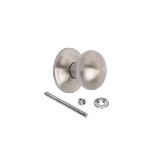 Emuca Entrance door knob, Bowler model, Ø70mm handle for main door, Stainless steel, Satin nickel