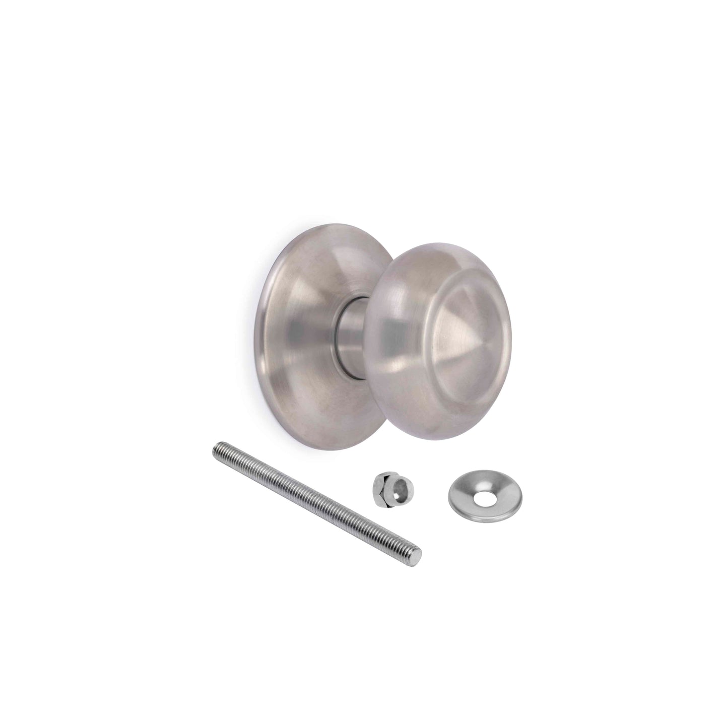 Emuca Entrance door knob, Fedora model, Ø70mm handle for main door, Stainless steel, Satin nickel