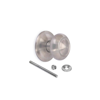 Emuca Entrance door knob, Fedora model, Ø70mm handle for main door, Stainless steel, Satin nickel