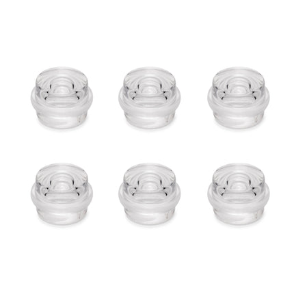 Lote de 6 topes para puertas adhesivos cilíndricos, fijación en el suelo, Plástico, Transparente