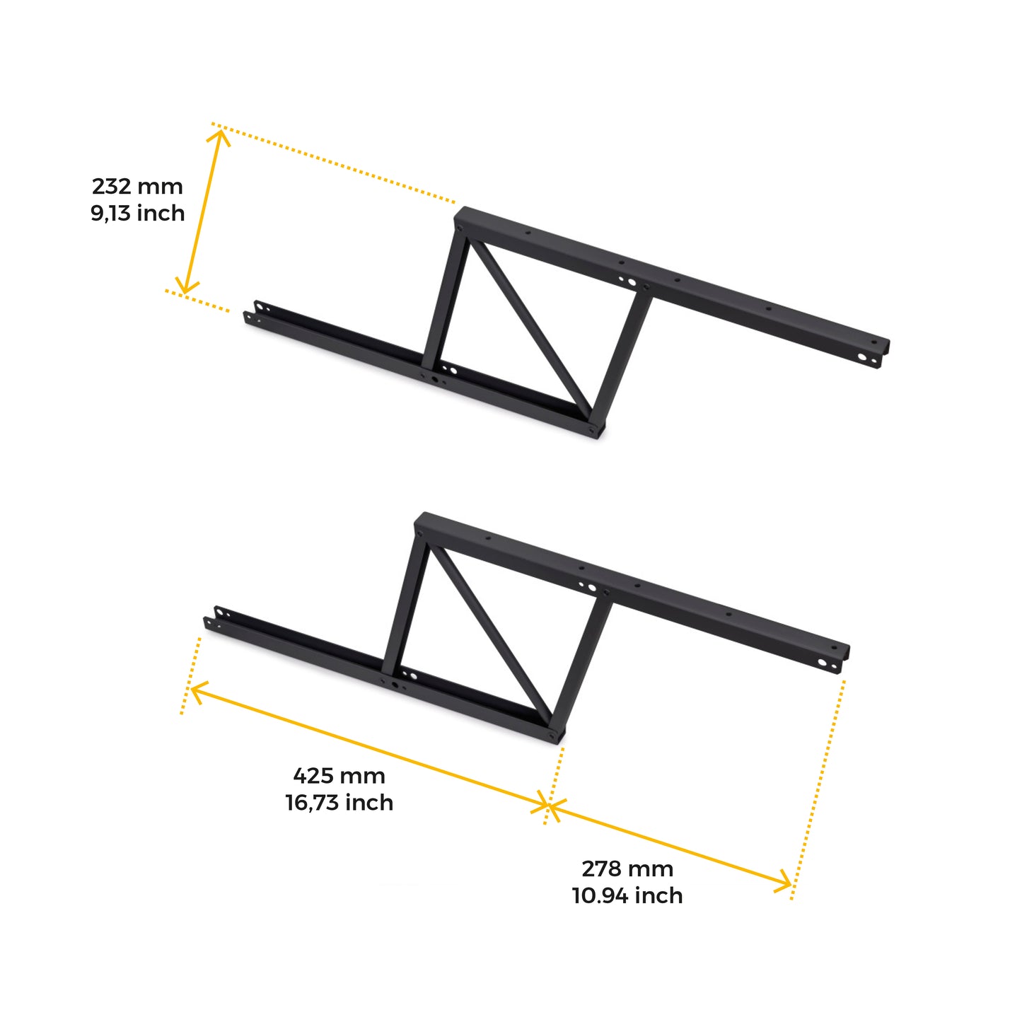 Emuca Juego de mecanismos elevables para mesas de centro, permite elevar la mesa 192mm, Acero, Pintado negro