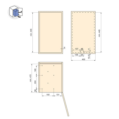 Emuca Recycling bins for kitchen, 1 x 30L, bottom fixing and automatic extraction, Steel and Plastic, Anthracite grey