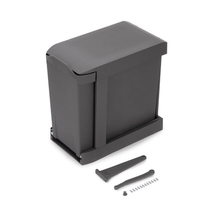 Emuca Contenedores de reciclaje para cocina, 1 x 30L, fijación inferior y extracción automática, Acero y Plástico, Gris antracita
