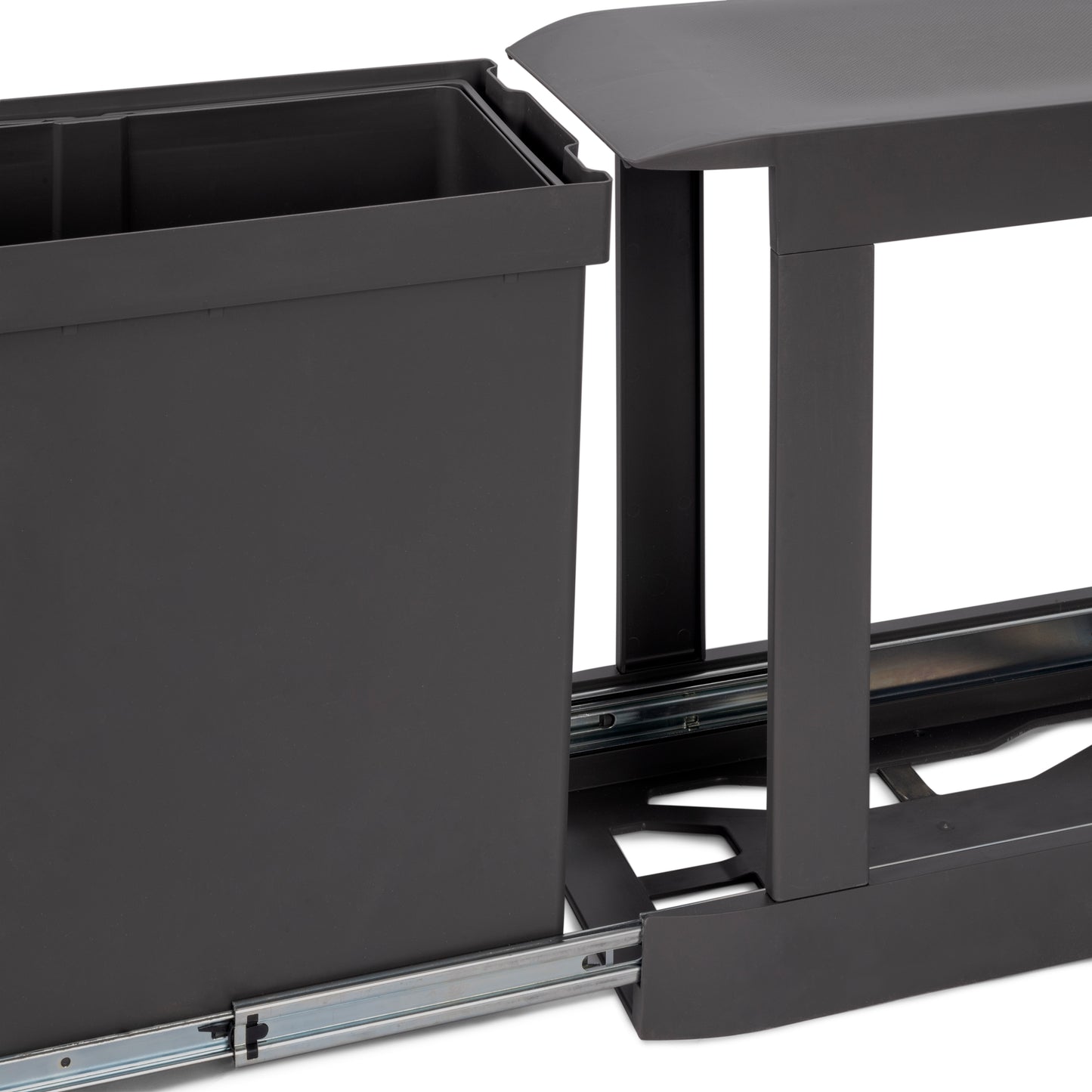 Emuca Recycling bins for kitchen, 1 x 30L, bottom fixing and automatic extraction, Steel and Plastic, Anthracite grey