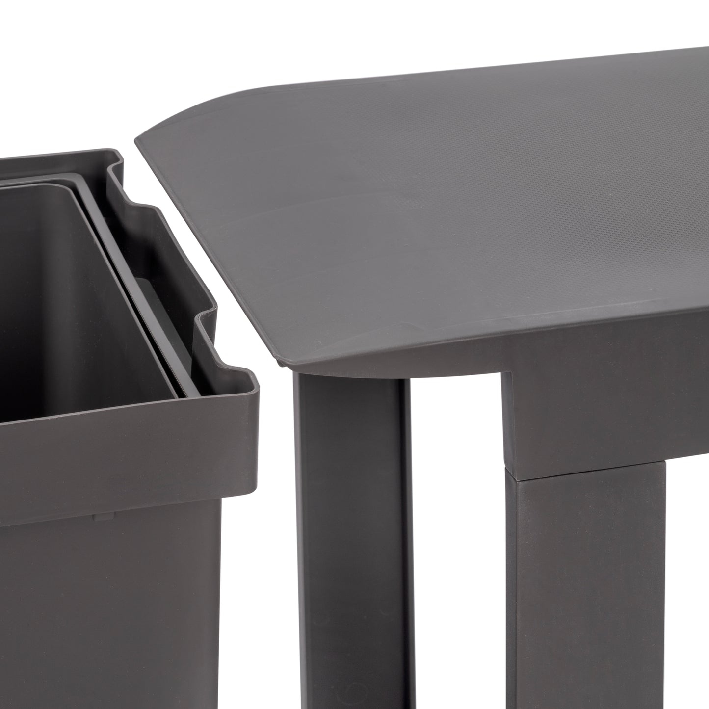 Emuca Recycling bins for kitchen, 3 x 10L, bottom fixing and automatic extraction, Steel and Plastic, Anthracite grey