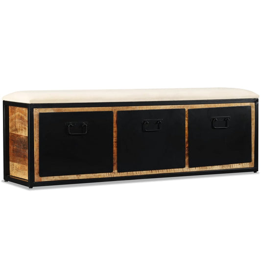 Storage bench with 3 drawers solid mango wood 120x30x40 cm