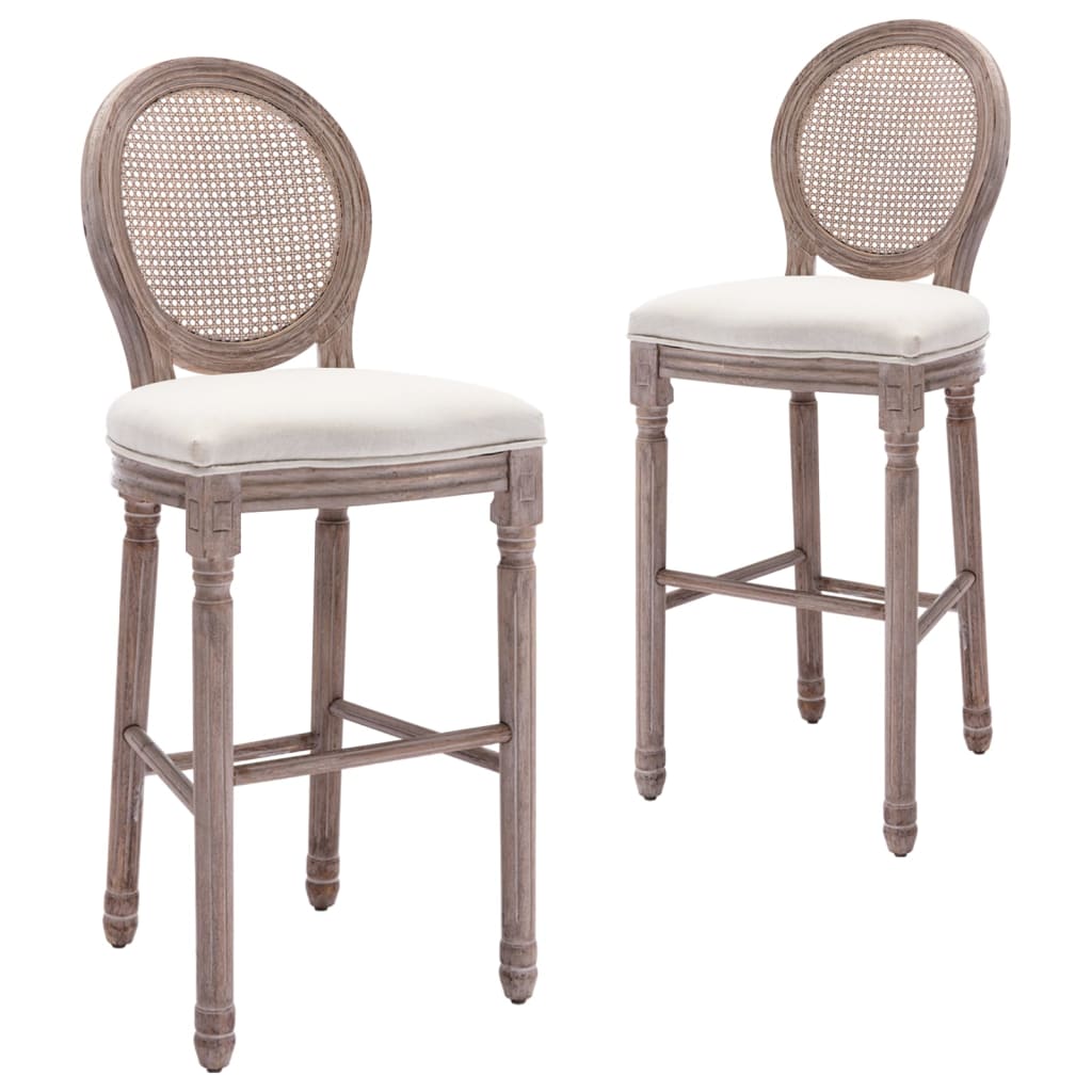 Kitchen stool 2 units white linen