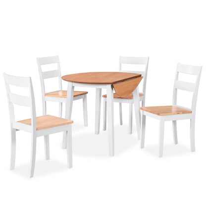 5-piece MDF and rubberwood dining set white