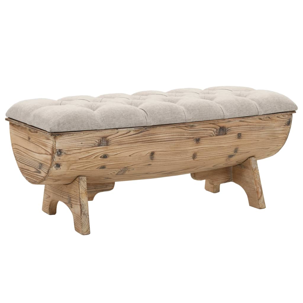 Storage bench solid wood and fabric 103x51x44 cm