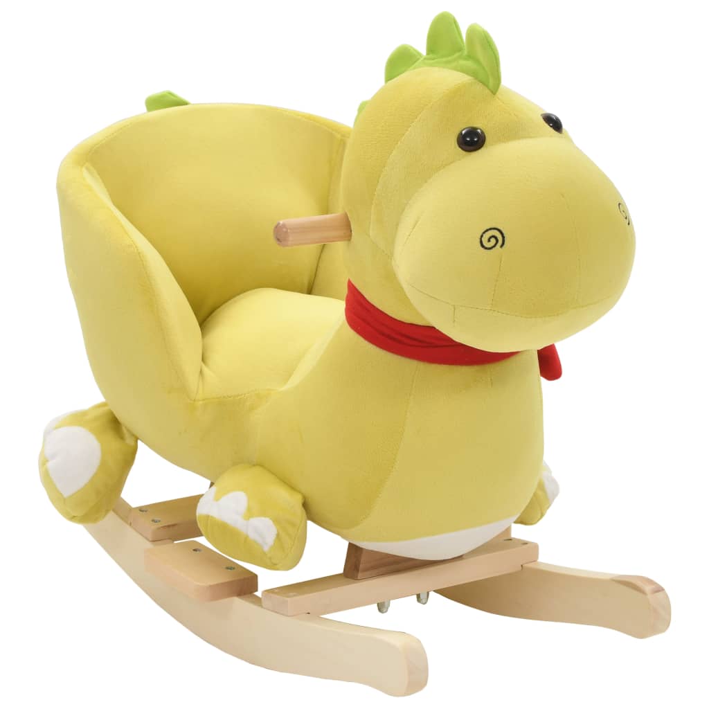 Lime green rocking dragon plush with backrest 60x32x53 cm