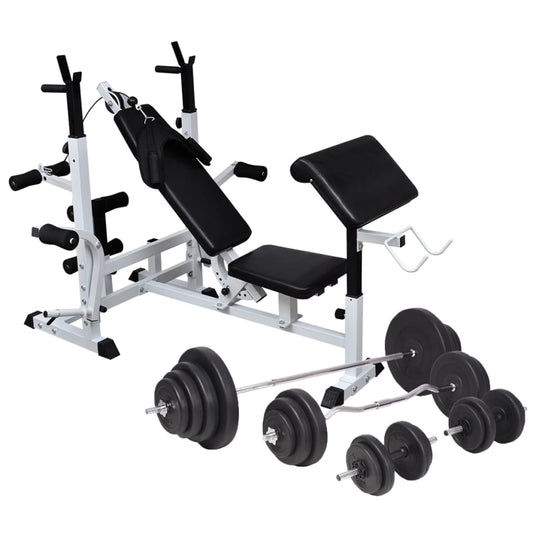 Weight bench with weight rack, weights and dumbbells 120 kg