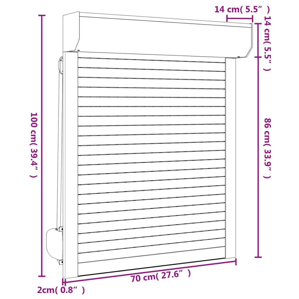 vidaXL Persiana de aluminio blanca 70x100 cm