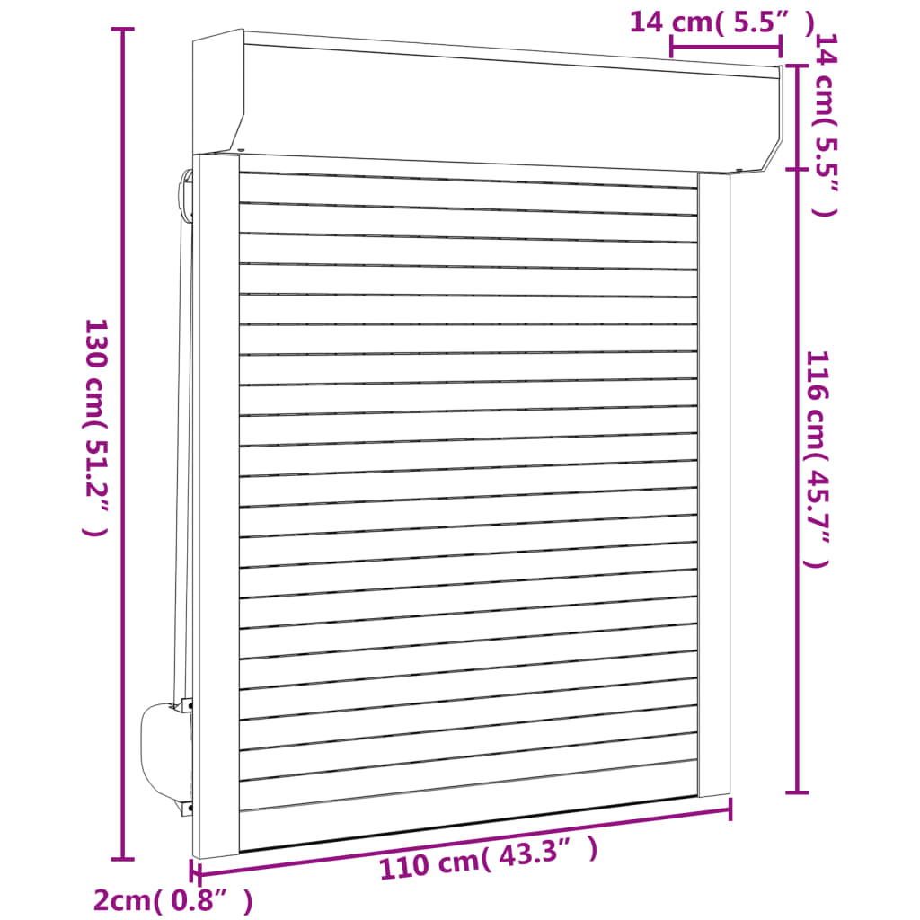 vidaXL White Aluminum Blind 110x130 cm