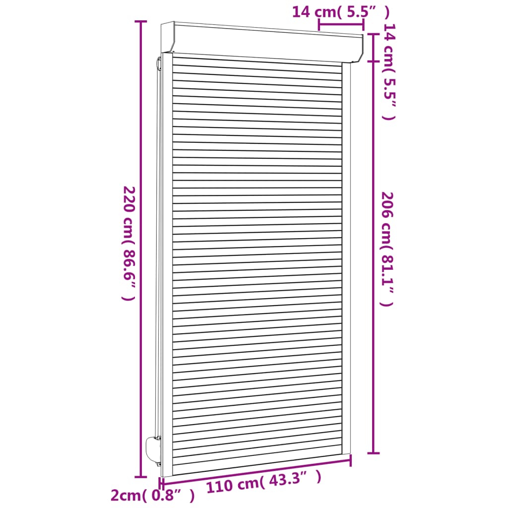 vidaXL White Aluminum Blind 110x220 cm