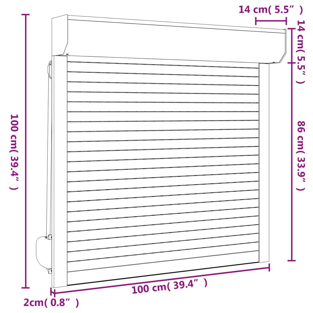 vidaXL Aluminium Roller Blind Anthracite Grey 100x100 cm