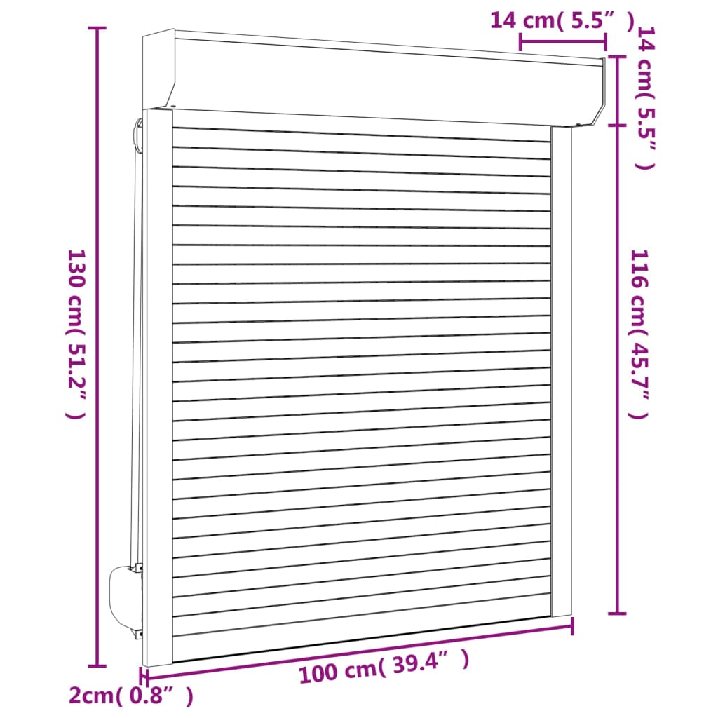 vidaXL Aluminium Roller Blind Anthracite Grey 100x130 cm