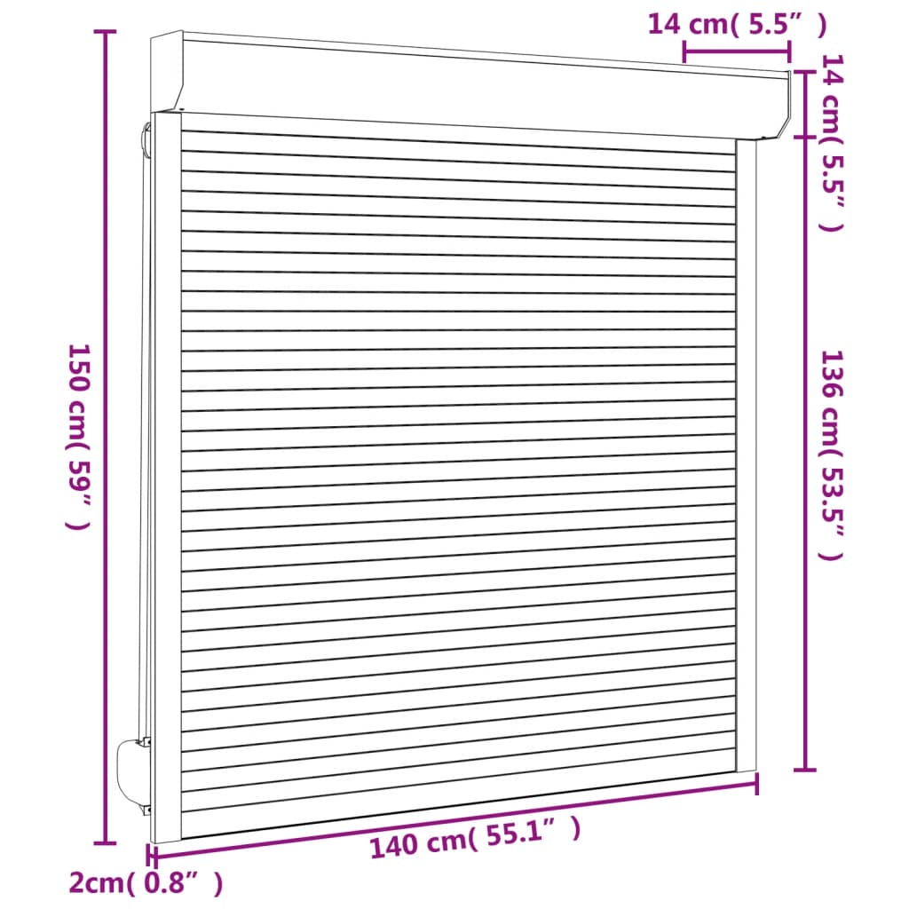 vidaXL Aluminium Roller Blind Anthracite Grey 140x150 cm