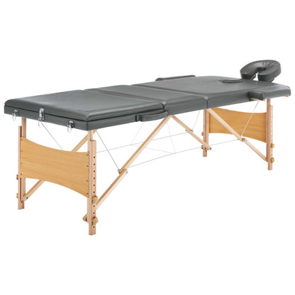 3-zone massage table with anthracite wood frame 186x68 cm