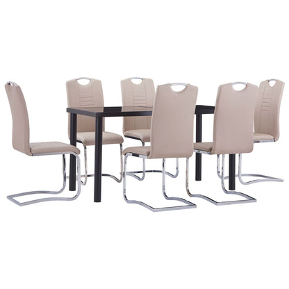 7-piece dining set in cappuccino faux leather