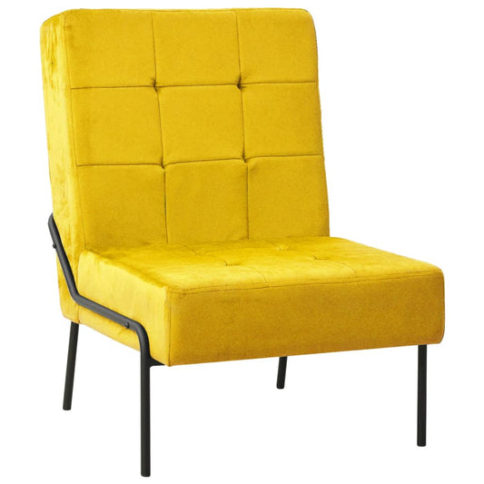 Silla de relajación de terciopelo amarillo mostaza 65x79x87 cm